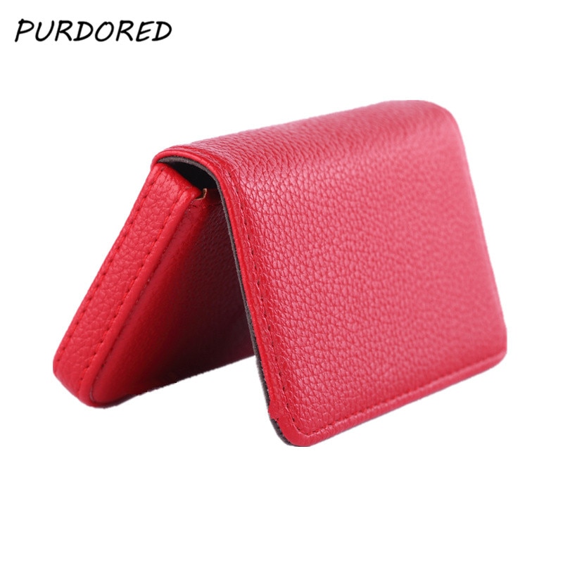 PURDORED-tarjetero de cuero PU sólido para mujer, Mini billetera, tarjetero de viaje, 1 unidad