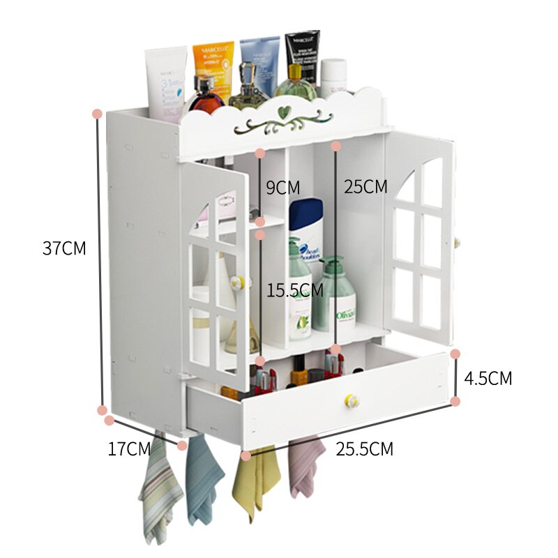 Bathroom Cabinets Shelf Wall-mounted Perforated Toilet Vanity Wall-mounted Desktop Storage Rack Organizer LO515321: A