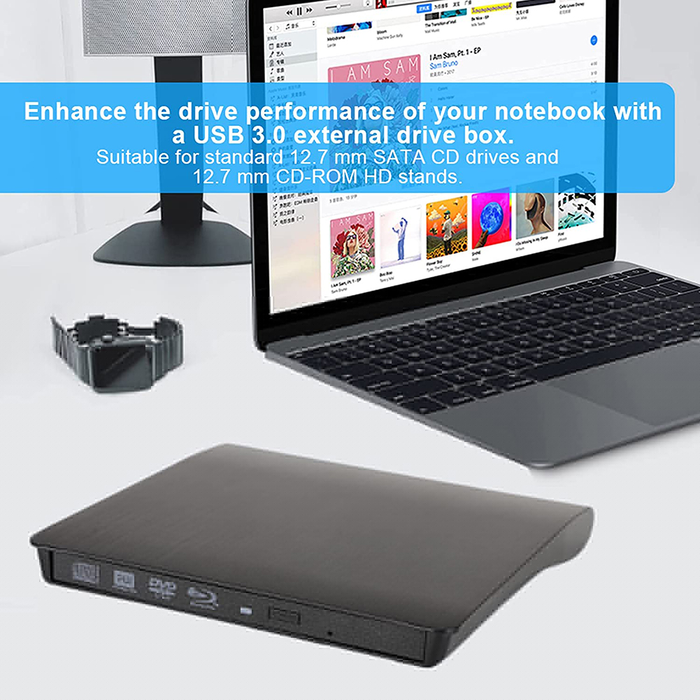 External Optical Drives Cases DVD Drive Enclosure Case USB 3.0 Portable CD DVD RW Writer Burner Optical Player