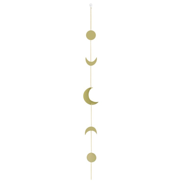 Pièce ronde en métal à suspendre en forme de soleil et de lune, décoration murale avec chaînes pour salon, affichage de photos: A