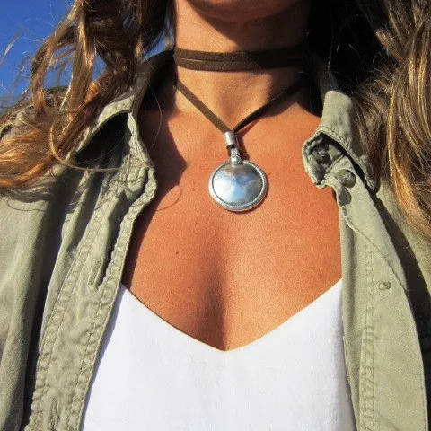 Collar de cuero con colgante de estrella de mar para mujer, joyería Bohemia de playa, de: Color dorado