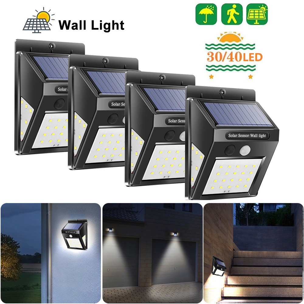 1/2/4Pcs 30/40 LED Solar Power Lamp PIR Motion Sensor Activated Solar Lights Waterproof Outdoor Garden Yard Security Wall Light
