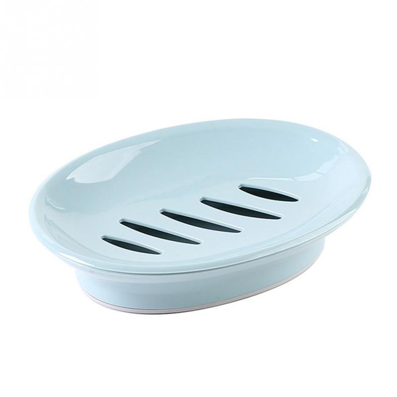 Double Lattice Soap Dish Box Case Holder Container Home Bathroom Shower Travel: Sky blue