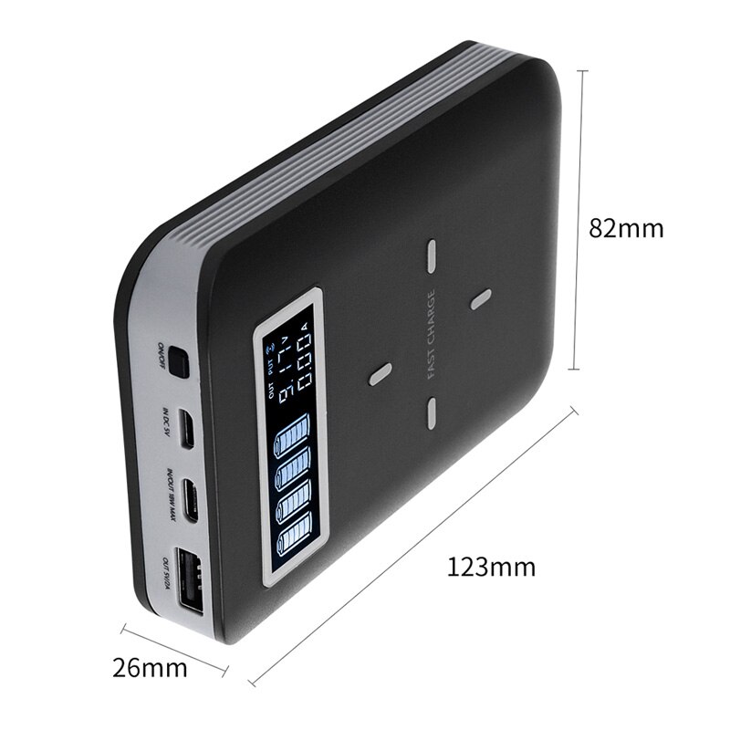 bricolage batterie batterie externe PD chargeur de batterie Portable avec écran LCD 18W Type c chargeur rapide 10W chargeur sans fil