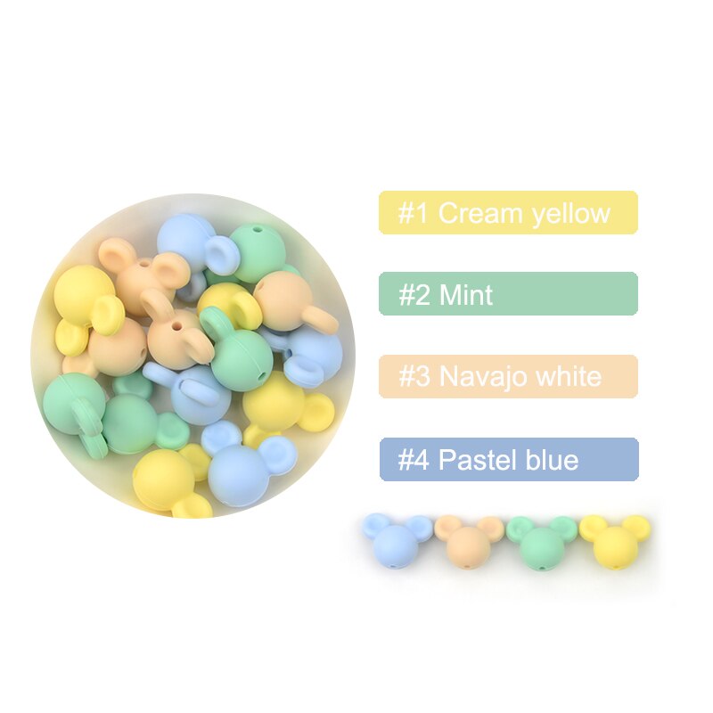 Anneau de Dentition en Silicone, Perles Souris, pour Bébé, Alimentaire, Coloré, Collier à Mâcher, Bracelet, Fabrication de Bijoux, 10 Pièces: set 12