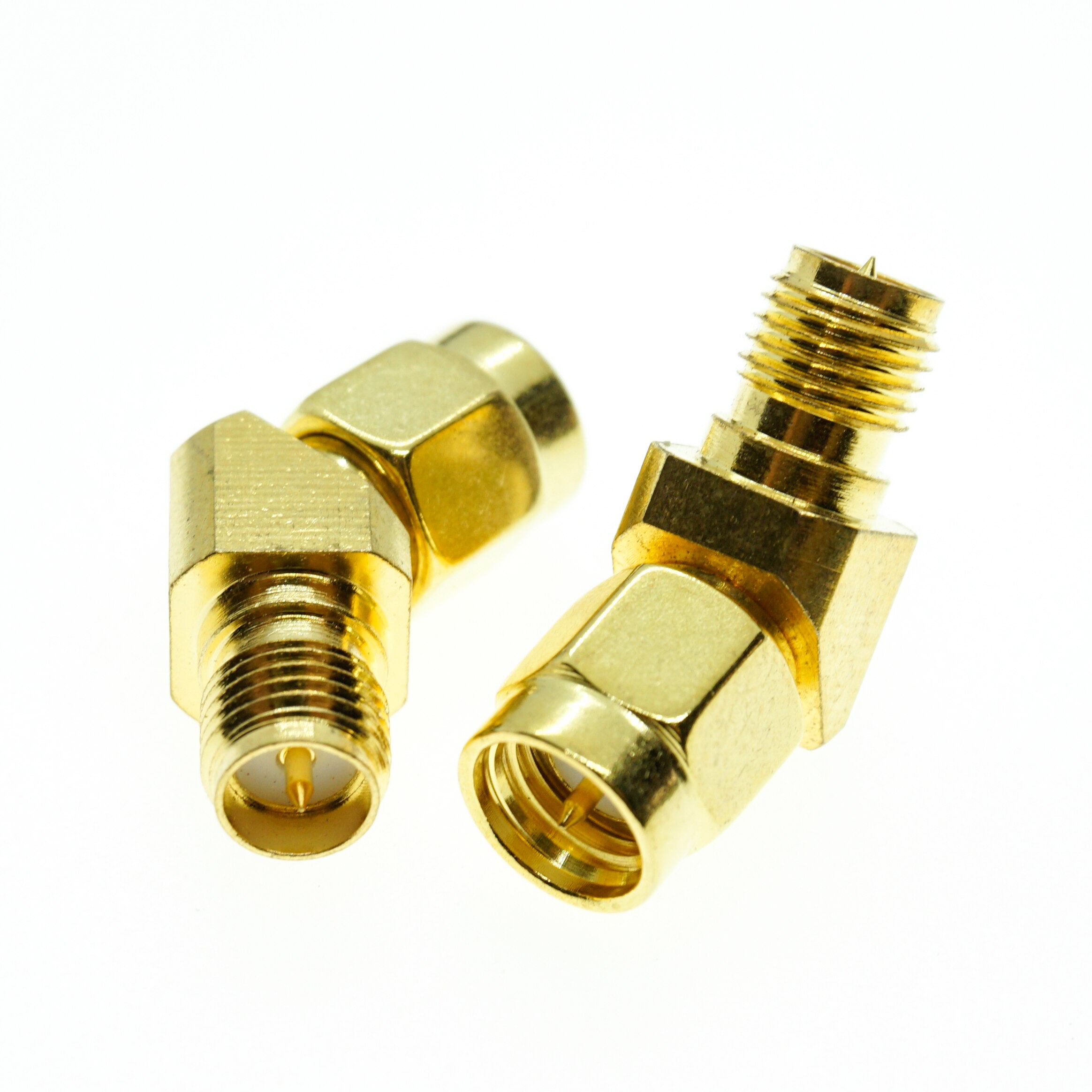 Sma Naar Rp Sma Connector Socket Type L Sma Male Naar Rp Sma Vrouwelijke 45 135 Graden Schuine Hoek goud Messing Coaxiale Rf Adapters