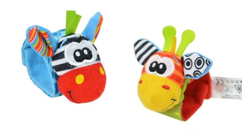 2/4PCS Baby Soft Rattle Toy Infant Cartoon Animal Wristband Handbells Hand Foot Finders Plush Socks Developmental Toys ZXH