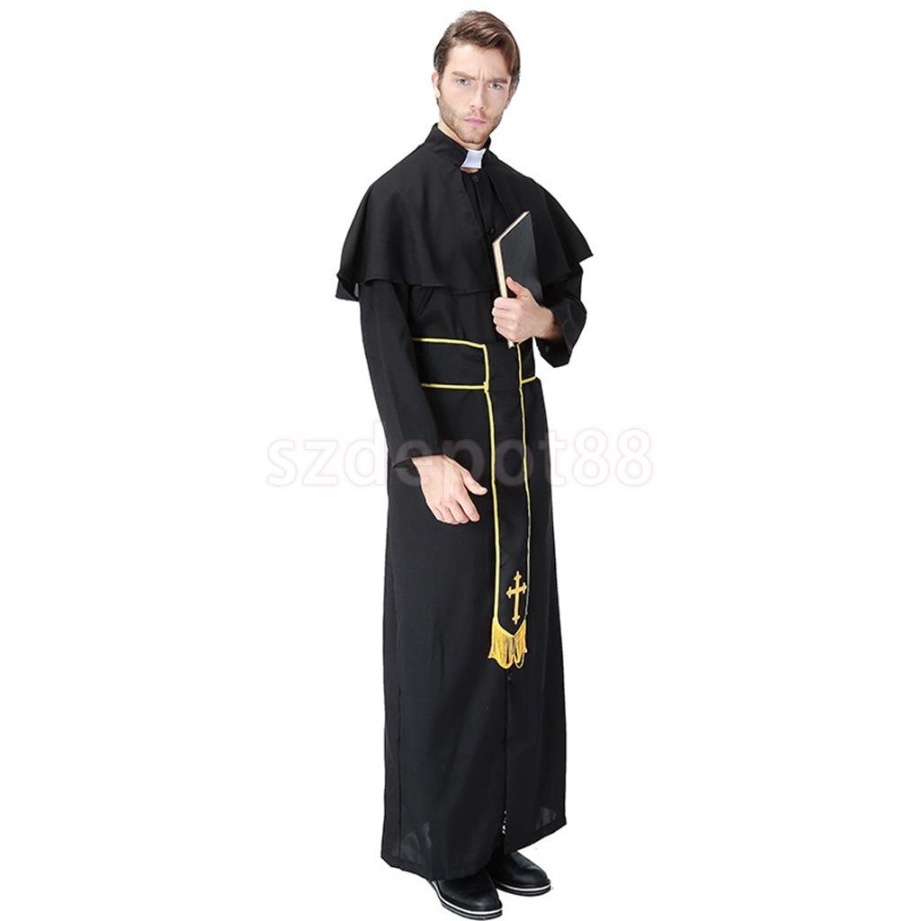 Halloween cosplay de sacerdote traje mujeres hombres capa Iglesia padre Vicar traje religioso Missionary Set Stag Night Suit