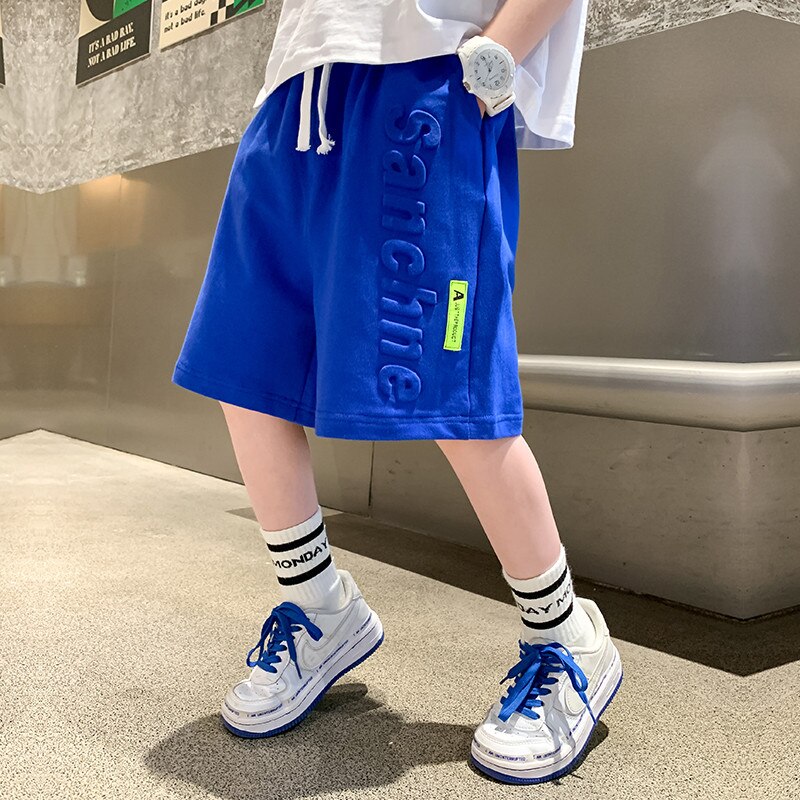 2022 nuovi pantaloncini di cotone con stampa dinosauro per bambini estivi per ragazzi mutandine allentate pantaloni da spiaggia per bambini pantaloni sportivi per adolescenti: Blu / 13