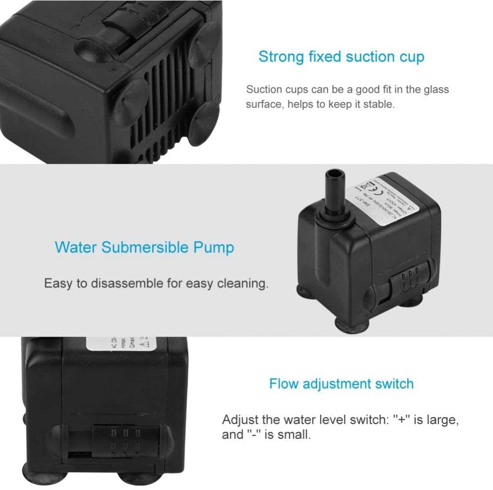 Submersible Pump, Fish Tank Fountain Pump, 7W Ultra Quiet Submersible Water Pump Underwater Aeration Fountain for Aquarium Pond