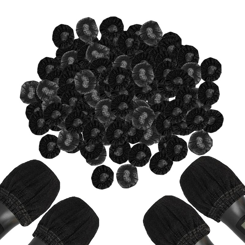 Juego de fundas higiénicas para micrófono, protectores desechables para eliminar olores, micrófonos, Micraphone, calcetines, micrófonos, Mikes, 200 unids/set: Negro