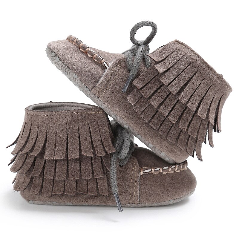 Chaussures de berceau à semelle souple 0-18M | Baskets mignonnes de Bandage pour bébés filles et garçons, Prewalker d'hiver chauds avec pompon: 12CMGray