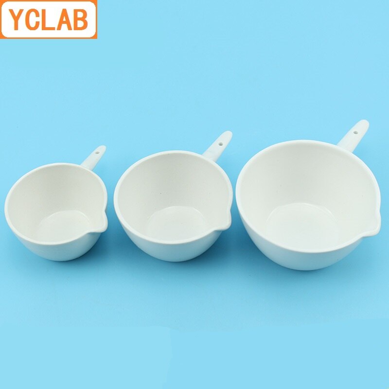 YCLAB 250mL Ceramic Evaporating Dish with Handle Pottery Porcelain Crockery Earthen Laboratory Chemistry Equipment
