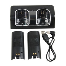 Zwart Dock Station Charger + 2 Batterij Packs voor Nintendo Wii Remote Controller
