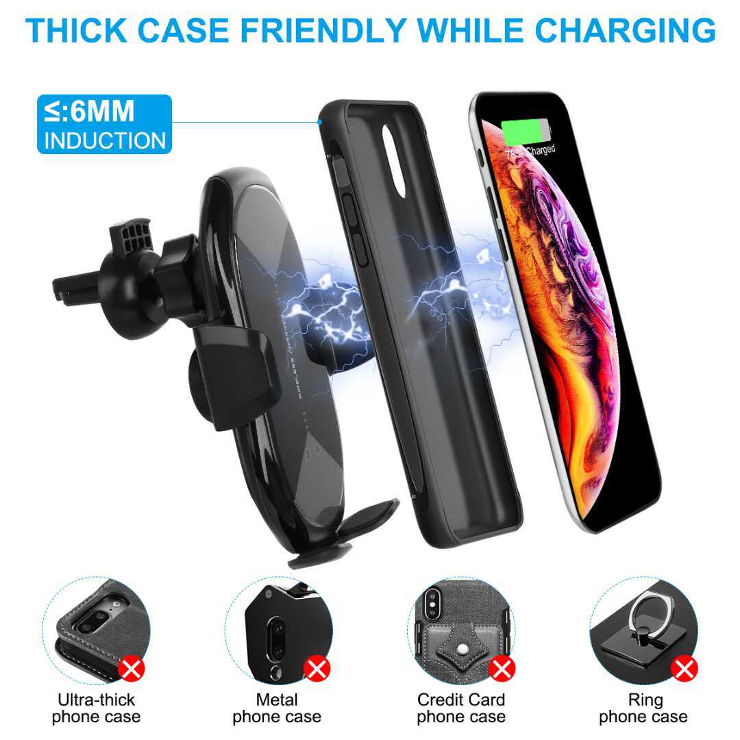 Wireless Charger Car Mount for Air Vent Mount Car Phone Holder Intelligent Infrared Fast Wireless Charging Charger For iPhone 11