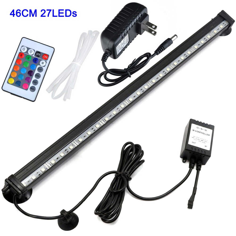 5050 Rgb Waterdichte Luchtbel Lamp Led Aquarium Aquarium Licht Dimbare Afstandsbediening Dompelpompen Licht Maken Vis Zuurstof: US Plug 46cm