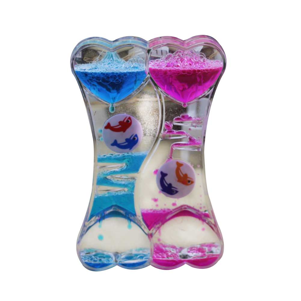 1pc Liquid Hourglasses Dynamic Transparent Oil Timer Hour Glass Decoration for Home WXV: Double dolphin