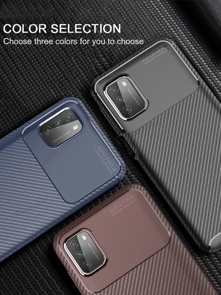 For Xiaomi Mi POCO M3 Case Ebaicase Original Carbon Fiber Soft TPU Shockproof Cover For Xiaomi Mi POCO X3 NFC Pocophone M3 Case