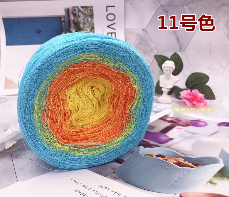 300g tårta bollform virkgarn bomull lin space dye stickgarn ylle linne blandat garn handstickning melerad garn  t52: Färg 11