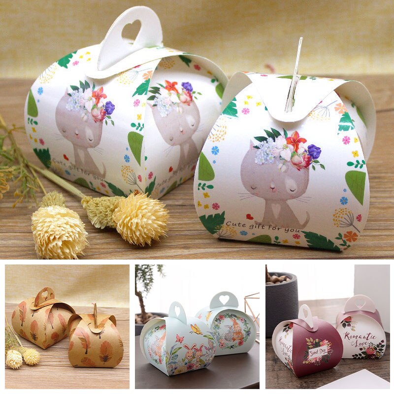 1Pc Box Mini Candy Box Paper Cute Cartoon Boxes Wedding Birthday Party Baby Shower Favors Biscute Cookies Packing Supplies