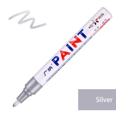 1pc tegelmarker reparatie muurpen witte voegenmarker geurloos niet giftig voor tegels vloer en banden geschikt autolak markeerpen: Zilver