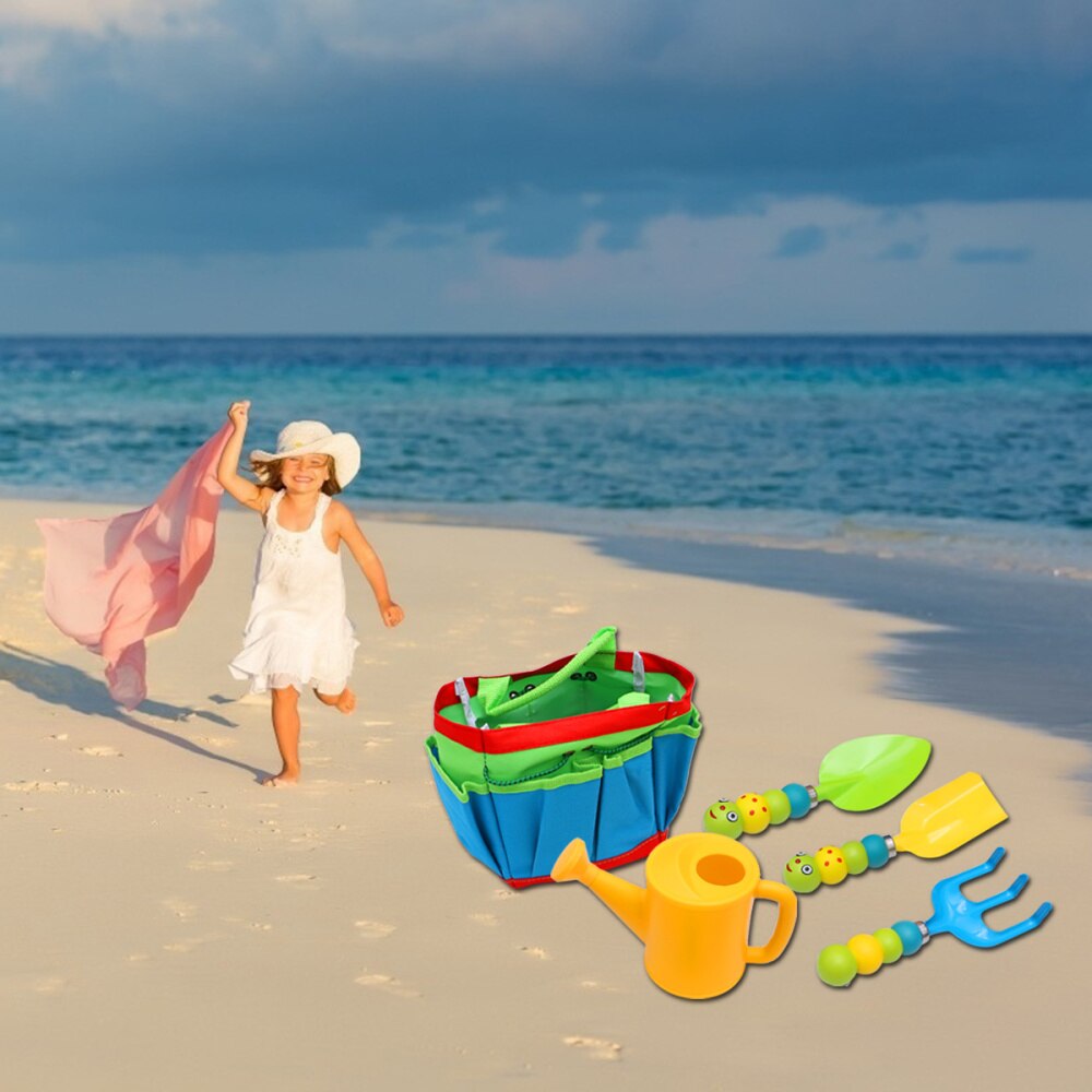 5 Stck in 1 einstellen freundlicher Garten Werkzeuge Bausatz draussen Gartenarbeit Spielzeug mit Tragetasche Bewässerung Wasserkocher Rechen Schaufel Kleine pflanzen Werkzeug: Ursprünglich Titel