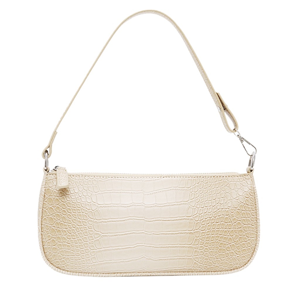 Retro Pelle di Alligatore Modello Piccolo Sacchetto del Messaggero Delle Donne Baguette Borsa con tracolla di Coccodrillo del Sacchetto di Spalla Femminile Borse di Lusso: Beige