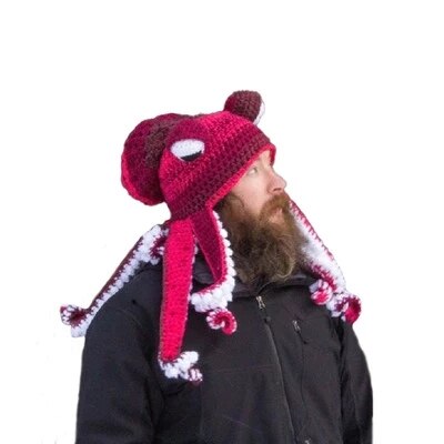 Chapeau en laine tricoté à la main, en forme de pieuvre, pour noël et Halloween: I