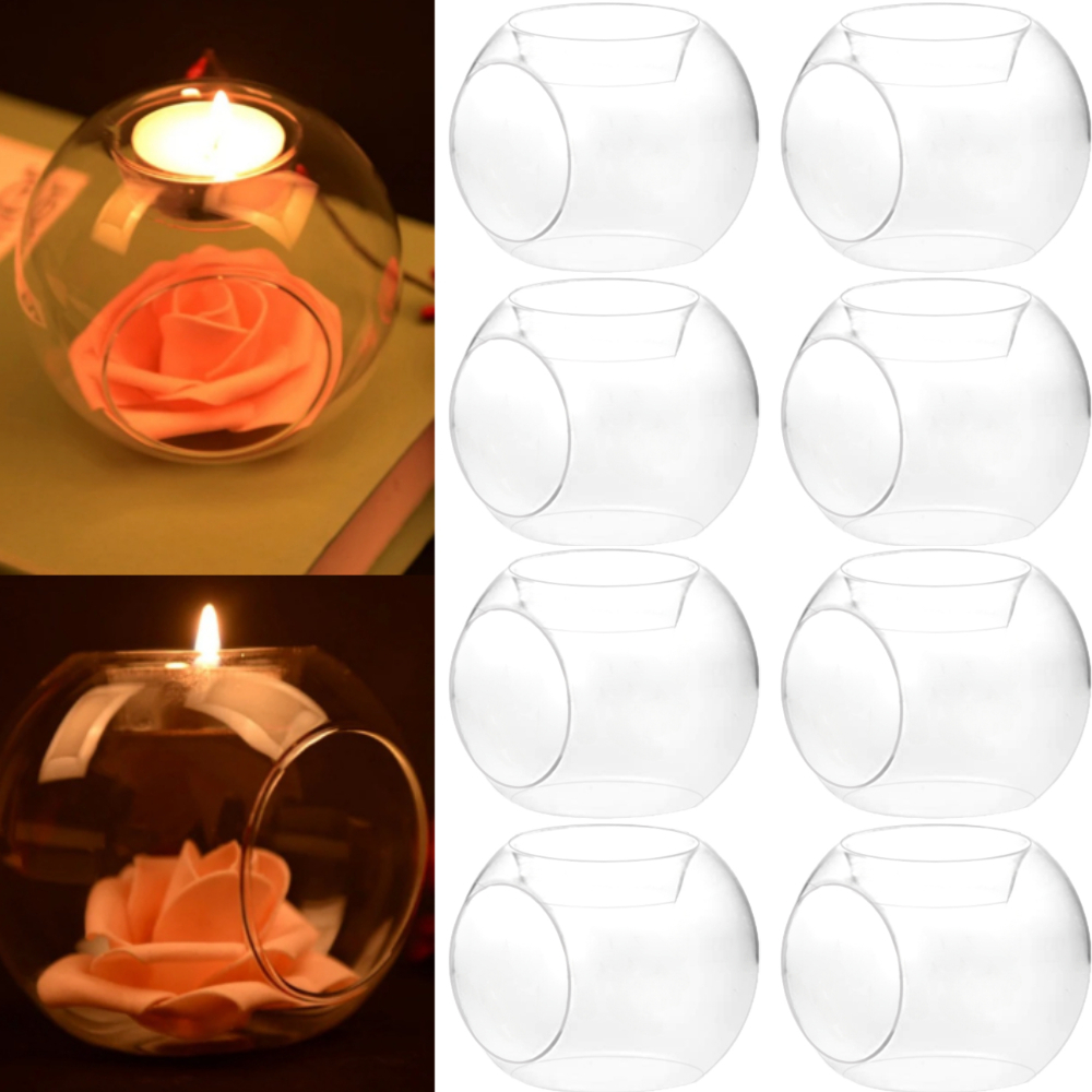 Portavelas redondo de cristal hueco, candelabro para boda, banquete, Bar, , adornos de decoración de mesa para el hogar, 6/12 Uds.