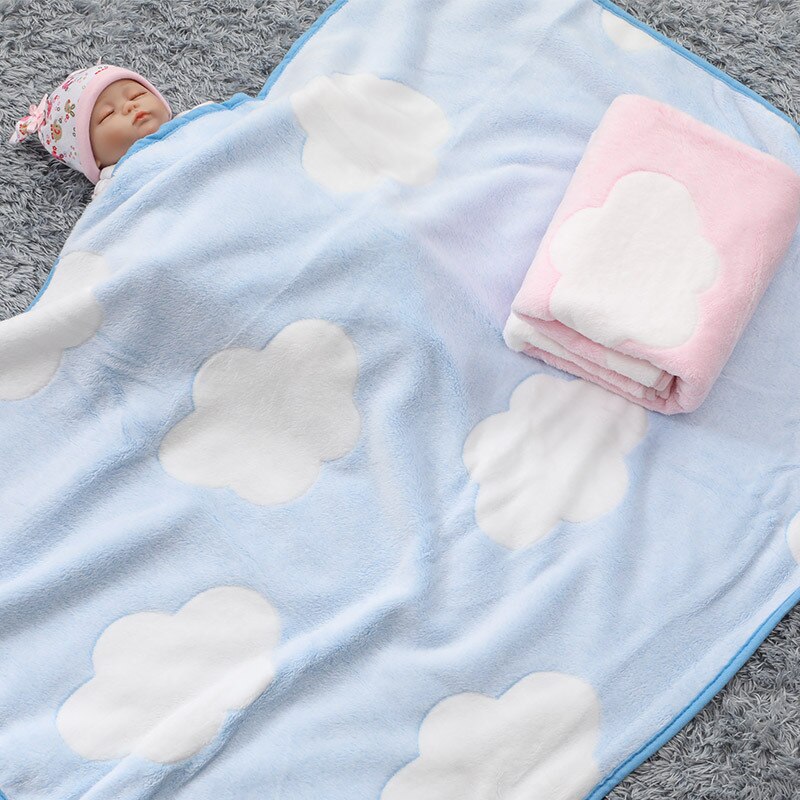 Pasgeboren Baby Deken Stereoscopische Wolken Print Coral Fleece Dekens Kinderen Inbakeren Wandelwagen Wrap Voor Kinderen Beddengoed Dekens