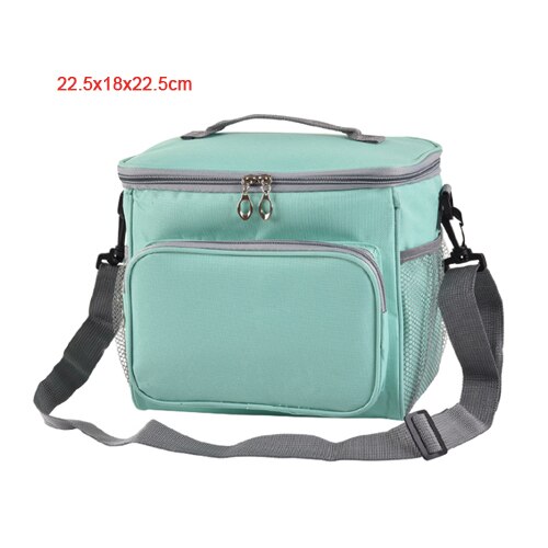 High Capacity Waterproof Lunch Bag Shoulder Crossbody Food Thermal Handbags Adult Kids Outdoor Picnic Storage Pouch Accessory: B  Green