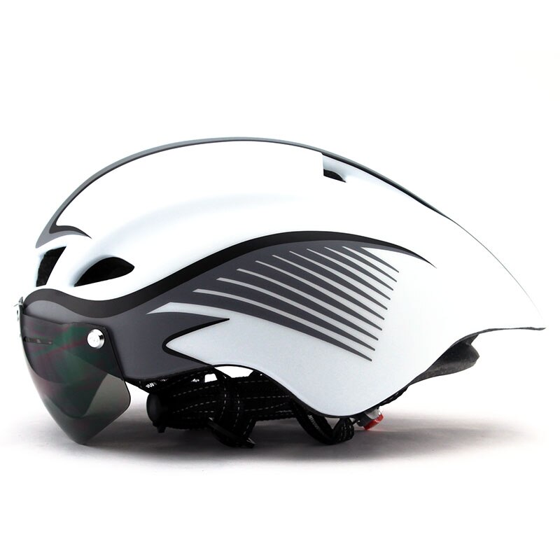 290g aero tt cykelhjelm beskyttelsesbriller cykling racercykel sportssikkerhed tt hjelm i skimmel cykel beskyttelseshjelm: Hvid grå