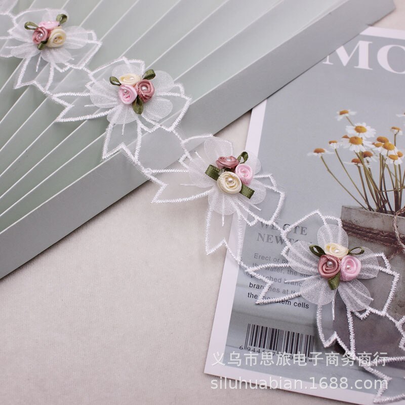 1 yards Flowers Embroidery water-soluble Lace Ribbon for Clothing Dress Hat Curtain Trims Accessories: 2