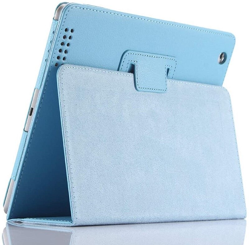 Étui en cuir pu ultra fin pour apple ipad 4 3 2 a1397 a1396 a1395 a1430 a1403 a1459 a1460 a1458, housse de support pour ipad 2 3 4, étuis: Bleu clair