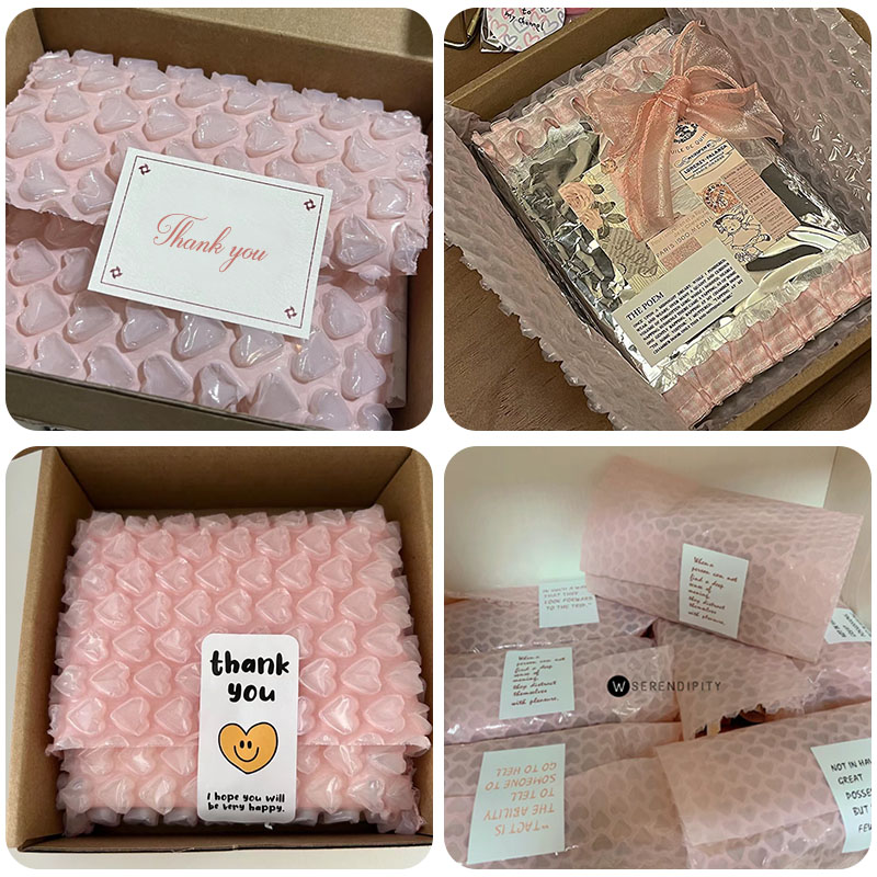 20cmx5 Meters Pink Blue Lovely Heart Shape Bubble Wrap Shockproof Package For Box Fragile Glass Goods Pack Party Decor