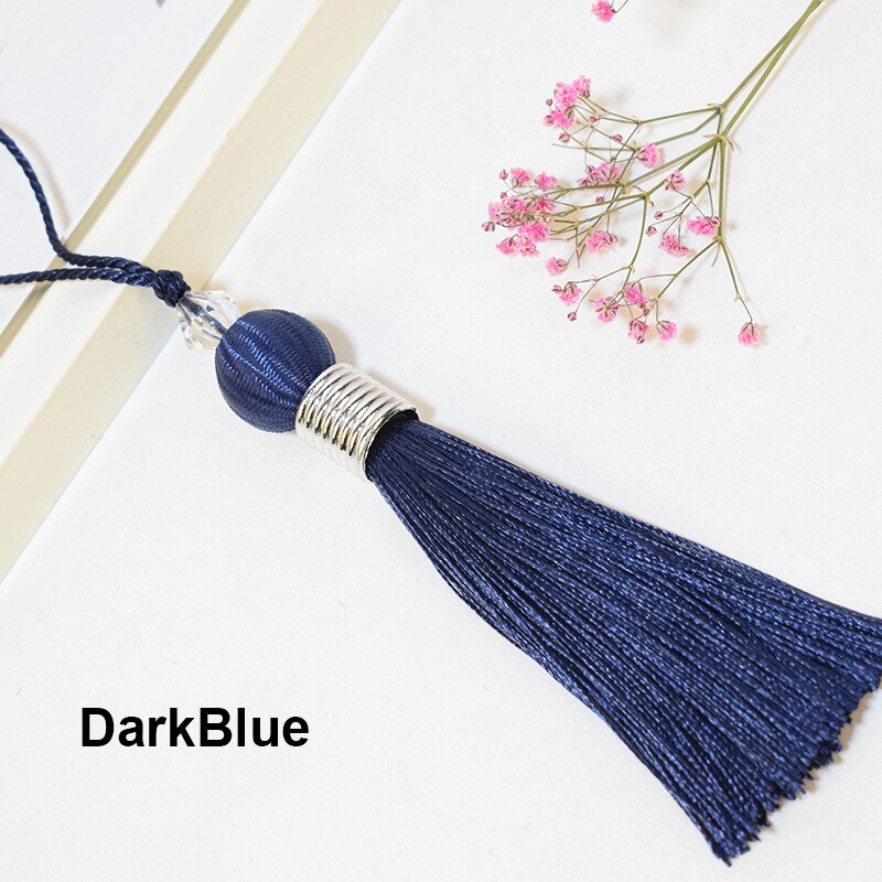 Pompon boule avec corde suspendue 10cm, 2 pièces/lot, garniture pompon à coudre en soie, décoration clé pour rideau, décoration de la maison: DarkBlue