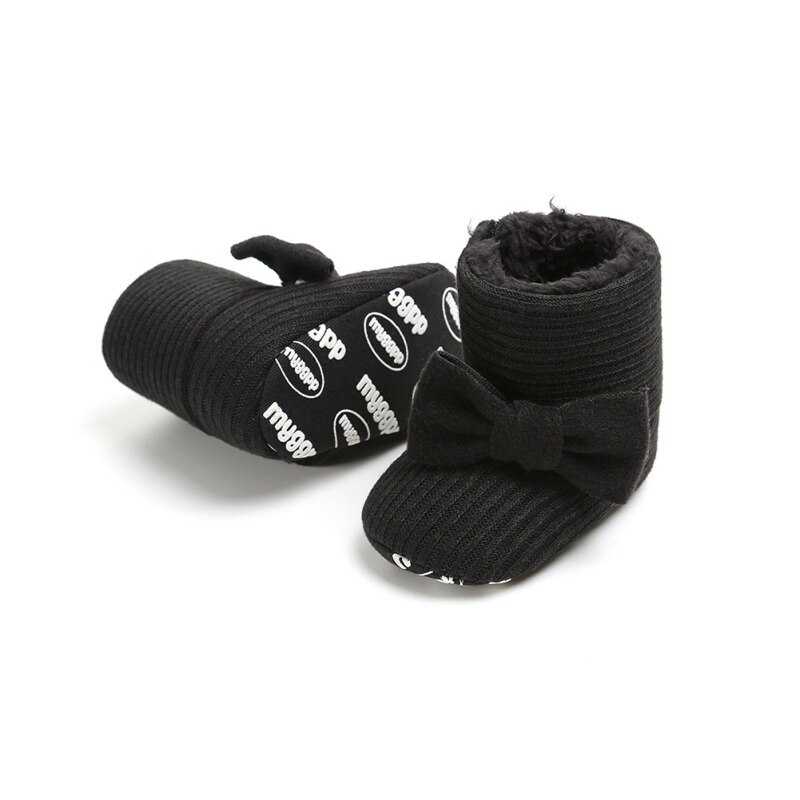 Leuke Grote Bow Knit Wol Plus Fluwelen Warme Laarzen Baby Laarzen Winter Baby Laarzen Meisje