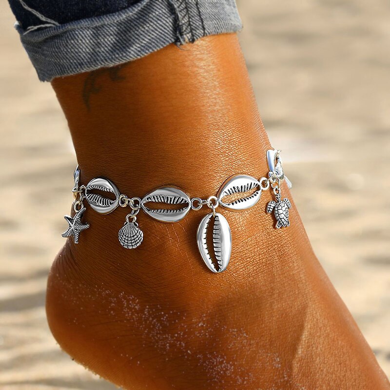 VKME Bohemian Beach Shell Anklets For Women Vintage Anklets Summer Trendy Bracelet On The Leg Chain Ankle Jewelry