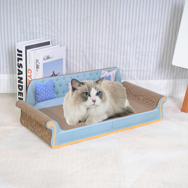 Bankvormig kattenkrabplankbed - 20 inch duurzaam golfkartonnen kat, modern stijlvol kattenbed, bescherm meubilair