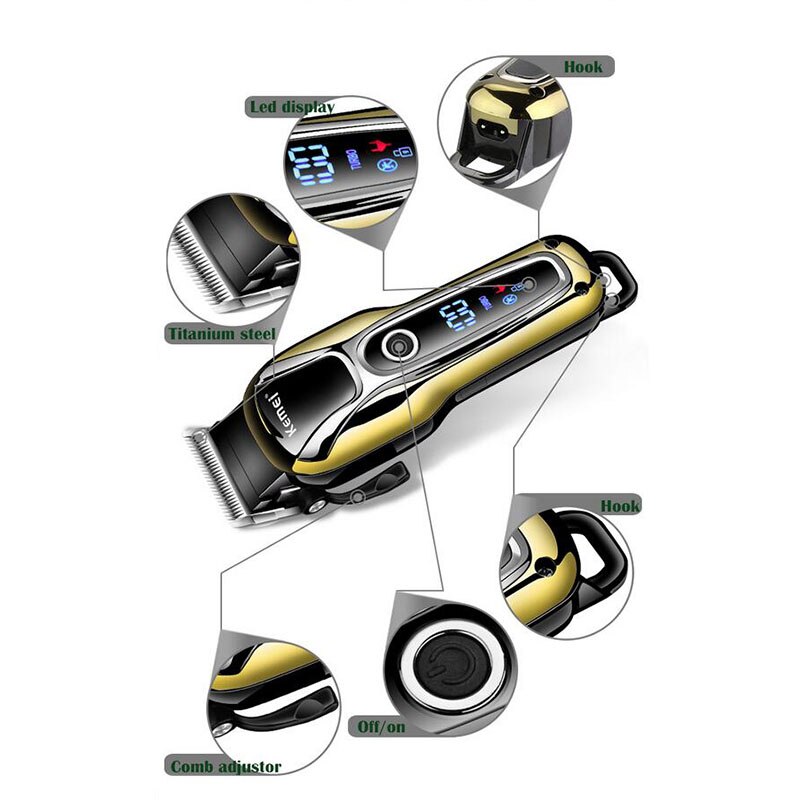 #39 hårklippare elektrisk hårtrimmer för män hårklippare sladdlös klippare led display trådlös hårklippare 5