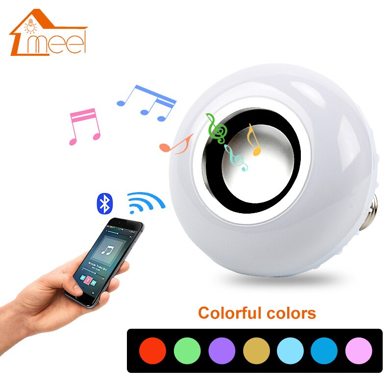 E27 LED Lamp 12 W RGB Muziek Dimbare Draadloze Bluetooth Lamp Kleurrijke Audio Speaker Licht Lamp met 24 Key afstandsbediening