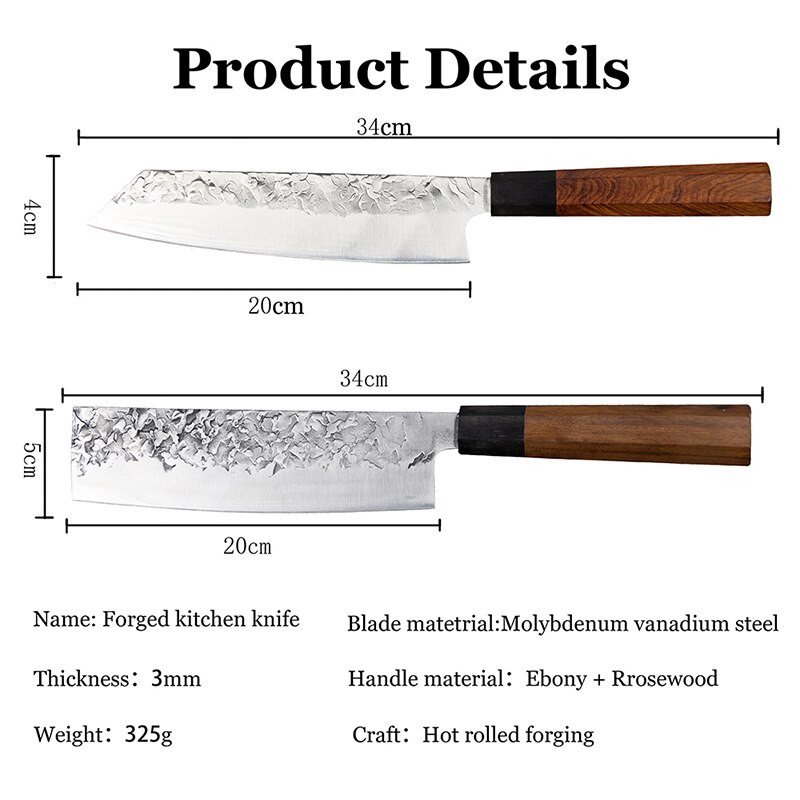 Yuzi Keukenmessen 5Pcs Set Gesmeed Koksmes Set Japanse Kiritsuke Mes Vlees Hakmes Snijden Mes Koken Tool