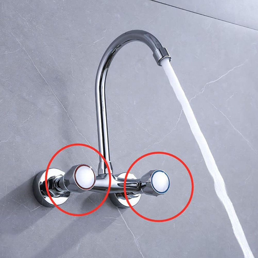 & COLD TAP Kraan Handvat Kraan Handvat METAAL VERCHROOM VERVANGING TOP HOOFD COVERS 2 STUKS Badkamer 3.2x3.9cm