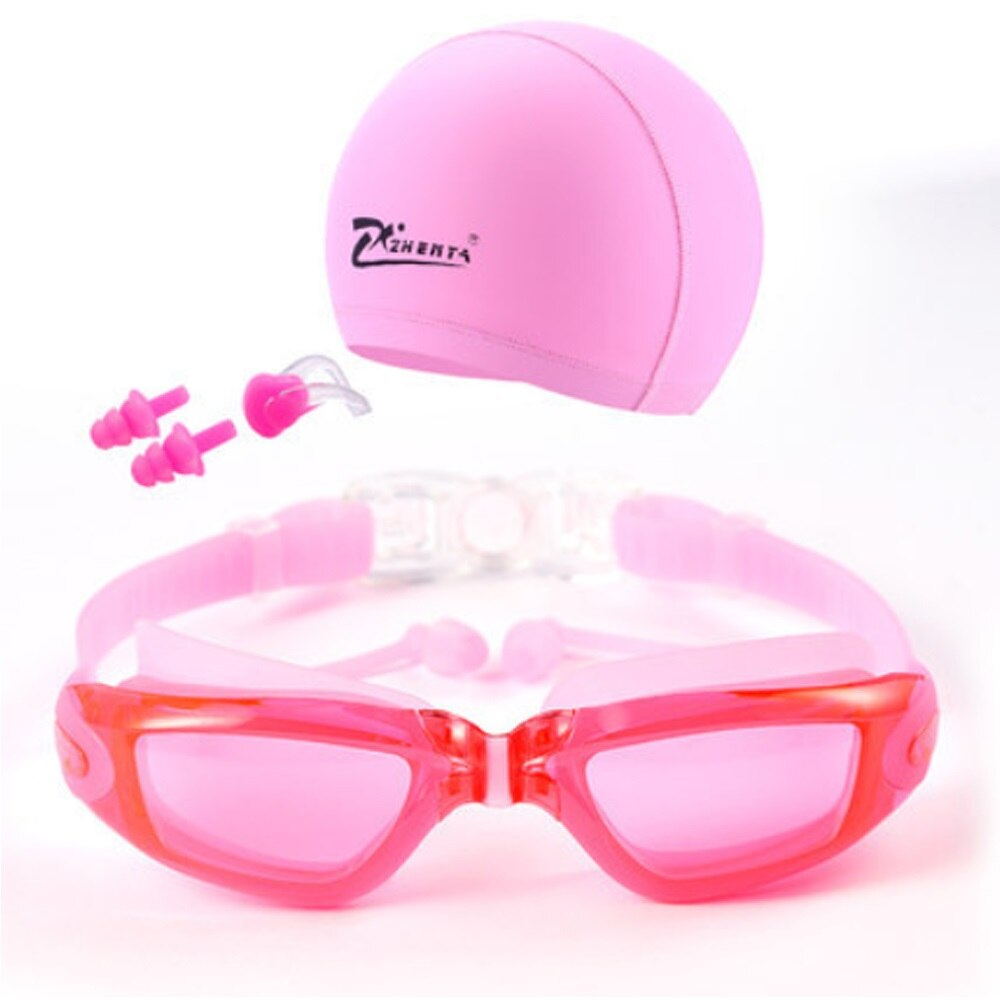Myopia Swimming Goggles HD shortsighted prescription glasses Acetate Spectacles plating lens adult swim goggles pools swiming: transparent pink