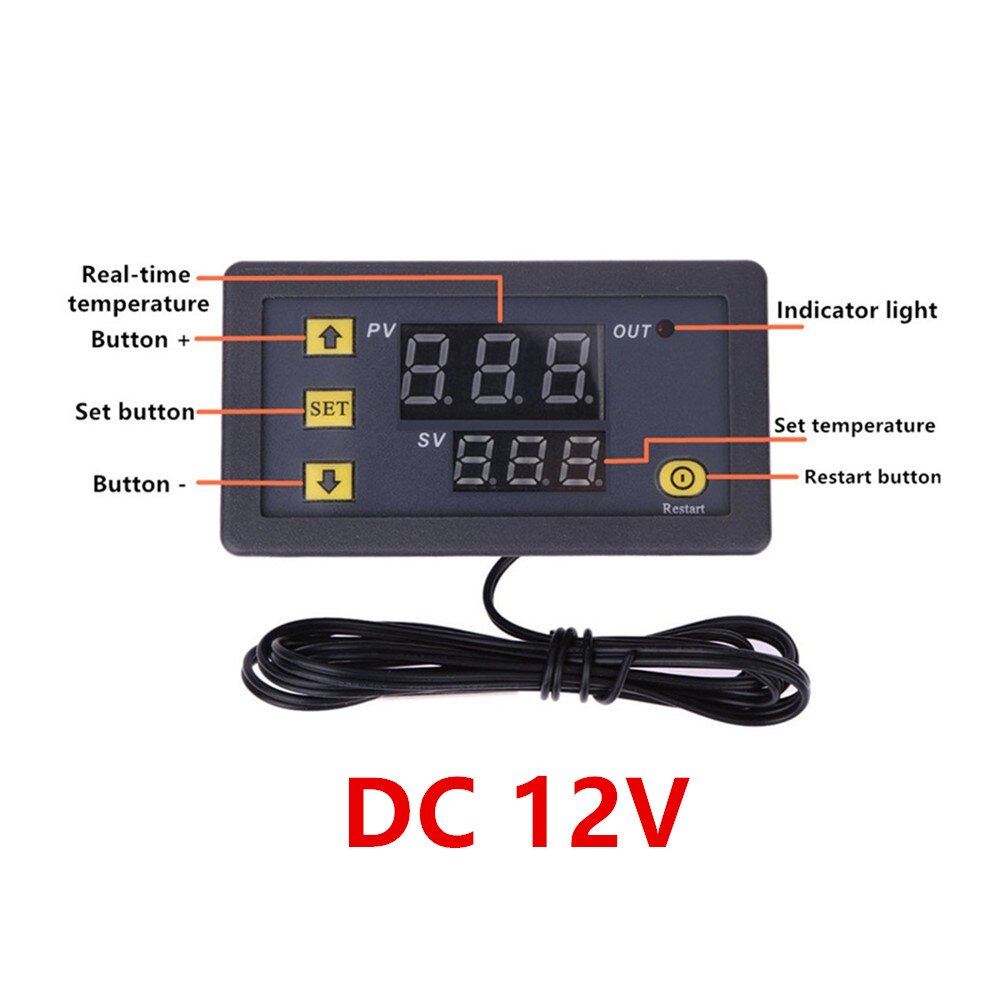 W3230 Relay Output Digital Temperature Controller -55~120C Thermostat Regulator Heating Cooling Control Switch 10A 220V/20A 12V: DC12V