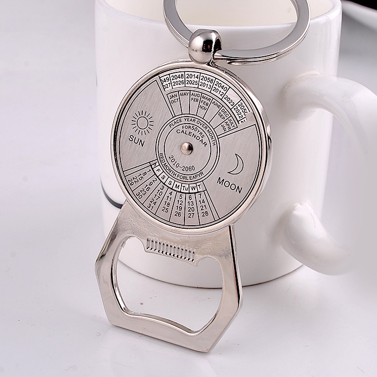 50 Jaar Super Perpetual Calendar Sleutelhanger Flesopener Ringen Astrologie Sleutelhanger Party Sleutelhouder Sieraden