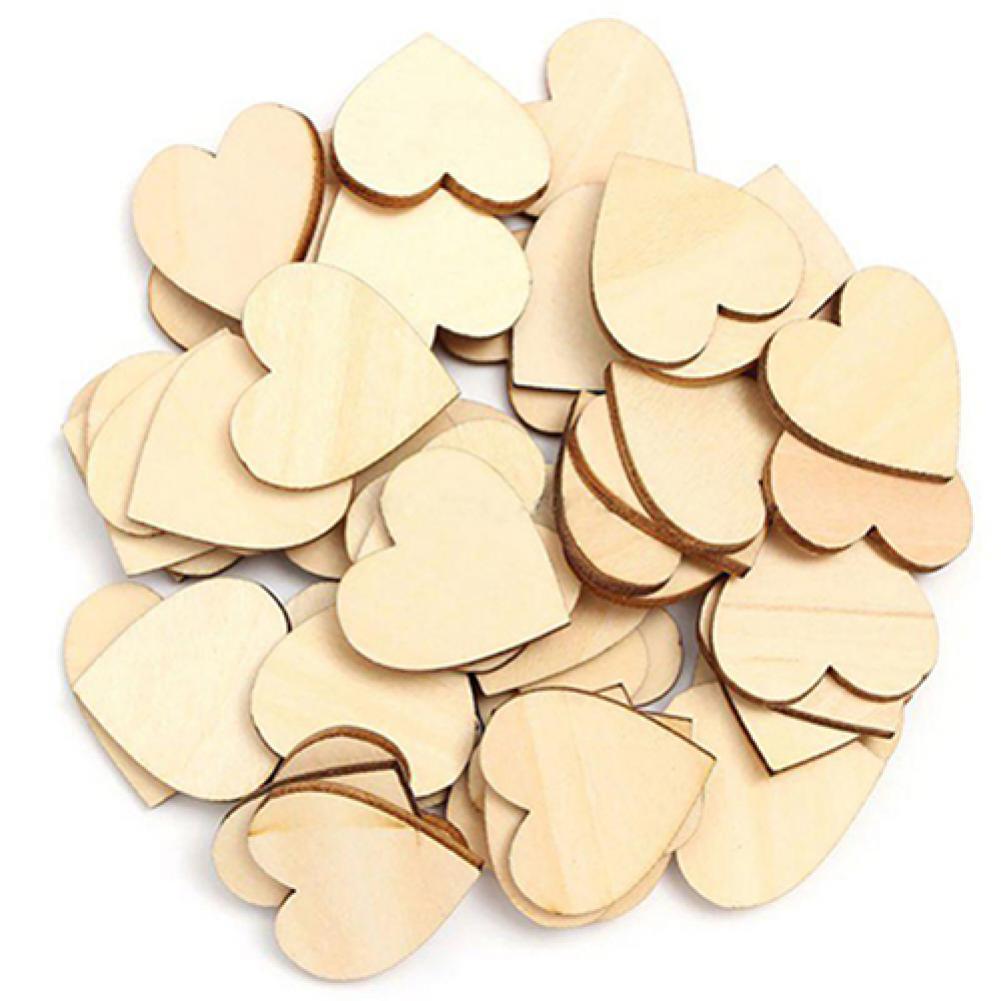 50 Stuks Houten Liefde Hart Vorm Diy Opknoping Hart Vlakte Decoratie Ambachten