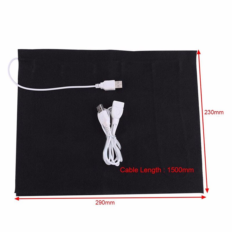 Calentador de tela eléctrico USB de 5V elemento calefactor para calentador de cinturón de mascota 29x23cm JA55