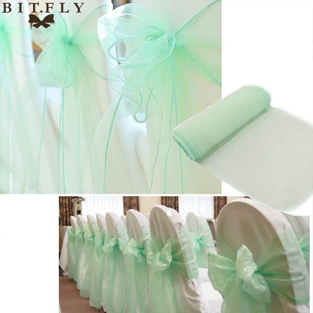 18cm*275cm Wedding and events Organza Chair Sashes Bow chair Covers for Christmas Party Banquet Decorations Home Textiles gold
