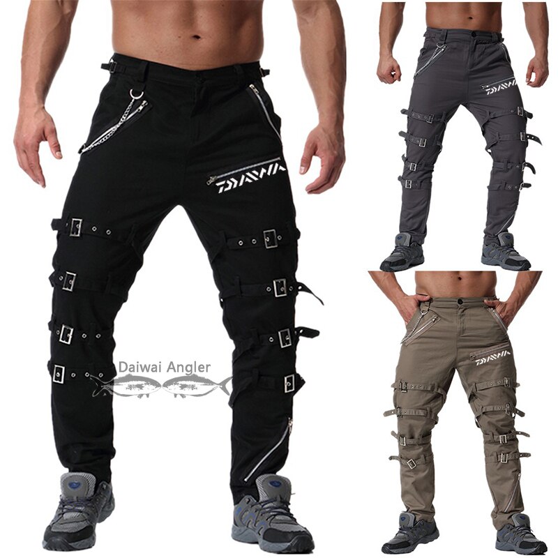 Daiwa Pants Men's Casual Pants Breathable Fishing Pants Men Loose Solid Multi-pocket Zipper Outdoor Hiking Trousers Sweatpants